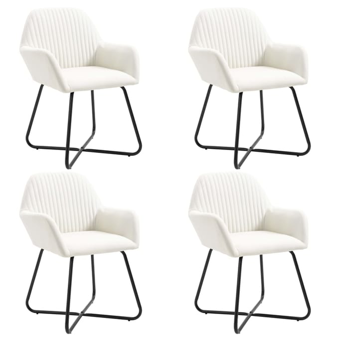 vidaXL - Eetkamerstoelen - 4 - st - stof - crèmekleurig