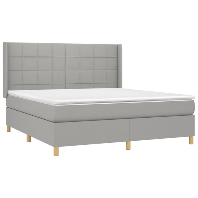 vidaXL - Boxspring - met - matras - stof - lichtgrijs - 180x200 - cm
