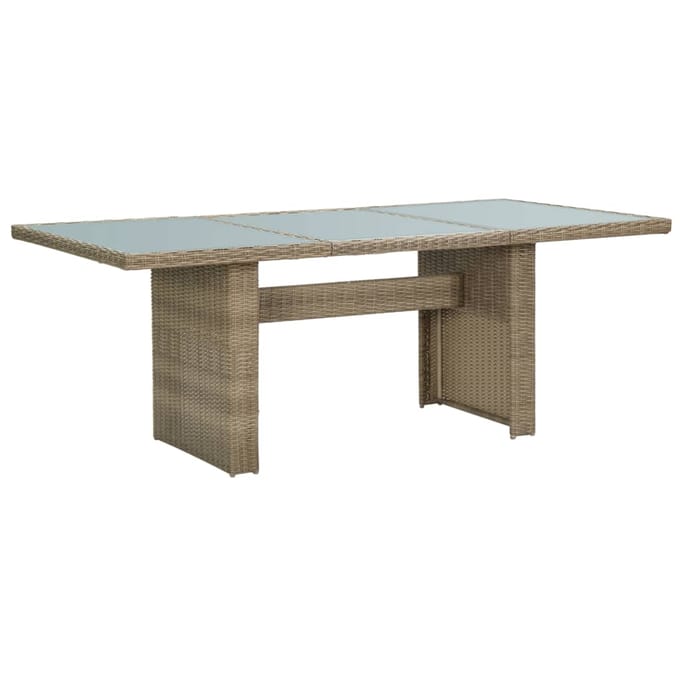 vidaXL - Tuintafel - 200x100x74 - cm - glas - en - poly - rattan - bruin