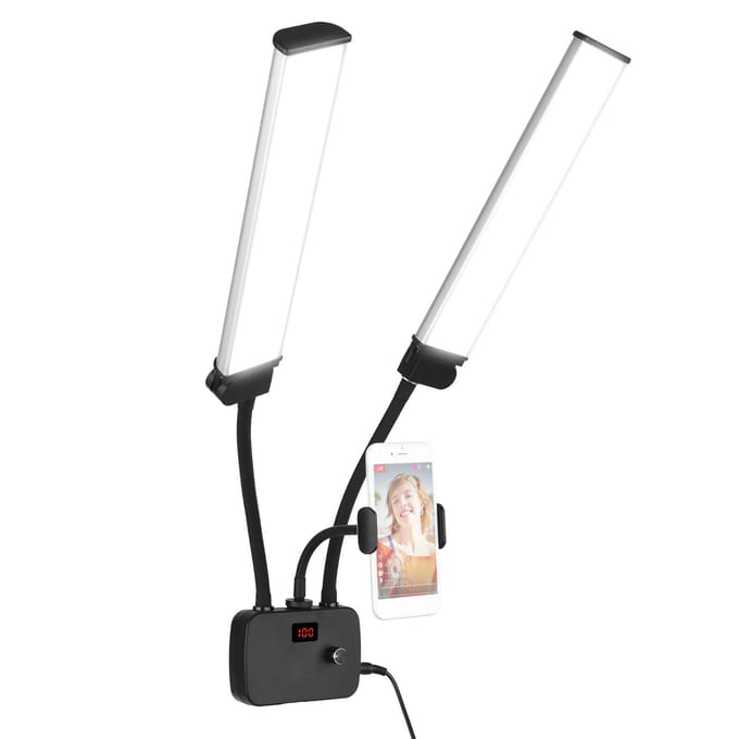 Flexibele dubbele armen LED-invullicht Tweekleurige dimbare schoonheid LED-videolampen 3200K-4500K-5600K 3 EU Plug white