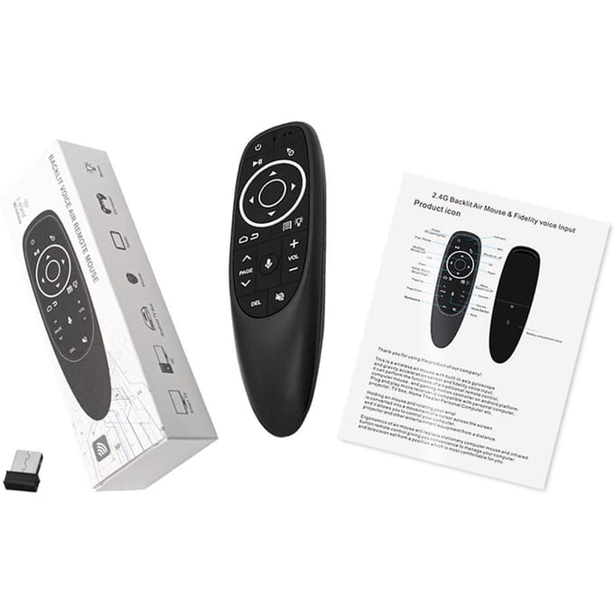 G10S PRO 2.4G Air Mouse Draadloze Handheld Afstandsbediening met USB-ontvanger Gyroscoop Spraakbesturing zwart