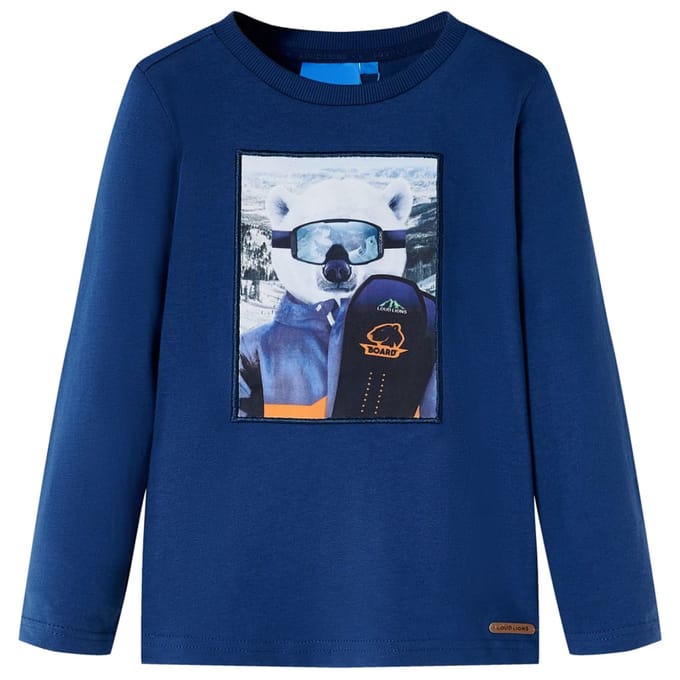 vidaXL - Kindershirt - met - lange - mouwen - 116 - jeansblauw