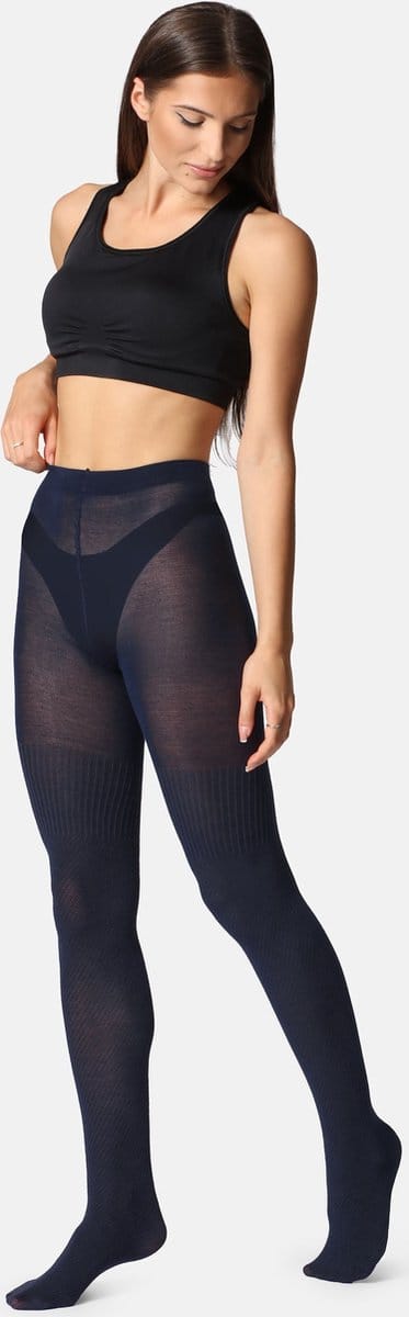 Bellivalini Dames Panty - 100 DEN - Medium gloss - Katoen - BLV-GI-1116 - Donkerblauw - M