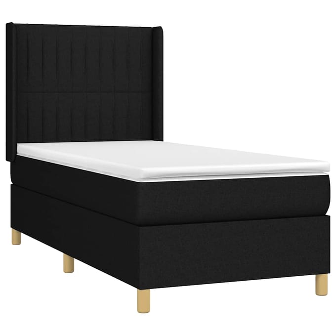 vidaXL - Boxspring - met - matras - stof - zwart - 100x200 - cm