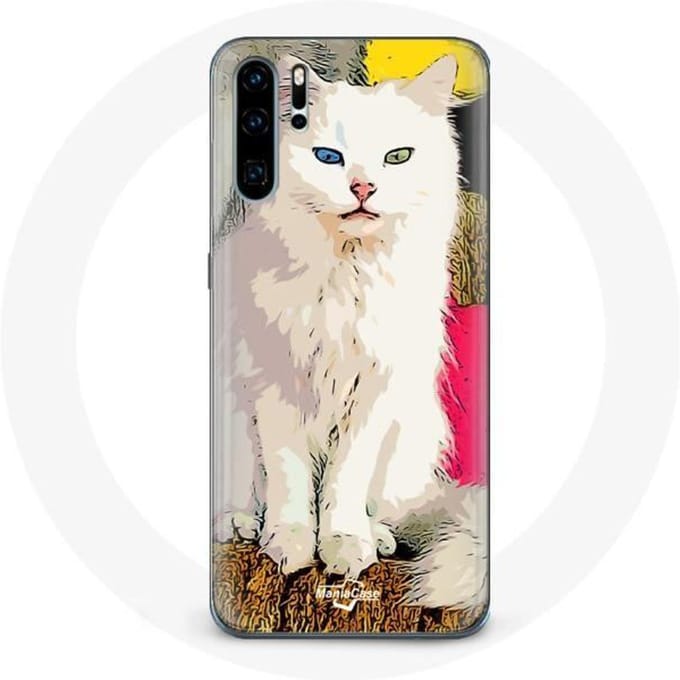 Coque pour Huawei P30 Turc de Van Chat Blanc aux yeux bleu et jaune