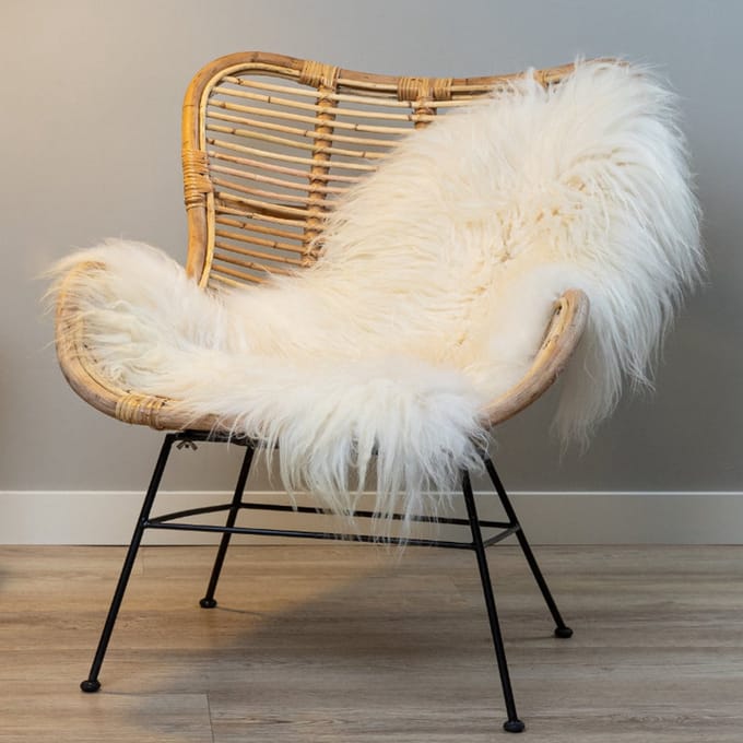WOOOL Schapenvacht - IJslands Wit CURLY XL (115x65cm) 100% Echt - Vloerkleed - Krul