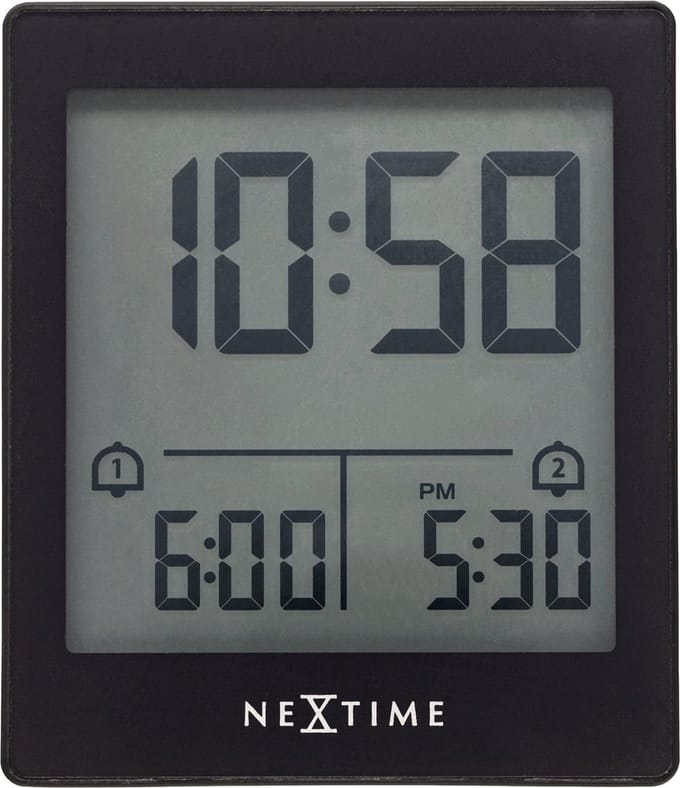 Digitale Tafelwekker 7,7x8,9x3 cm - RCC - Temperatuur - Zwart - ABS - NeXtime Wake Up