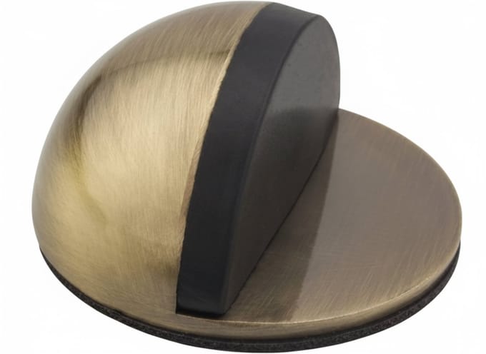 Zelfklevende deurstopper - antiek messing - diameter 4,5cm - hoogte 2,5cm - deurstop