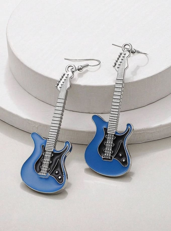 Oorbellen gitaar blauw