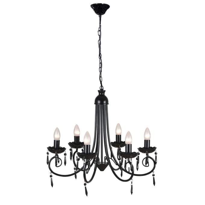 vidaXL - Plafondlamp - kroonluchter - 6 - lampjes - zwart