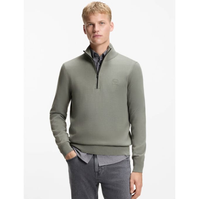 BOSS Kanobix Half Zip Trui Groen - Maat M - Heren - Quarter zip