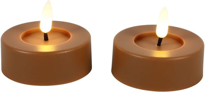 Countryfield LED theelicht rustiek maxi 2 stuks amber sfeerlicht.