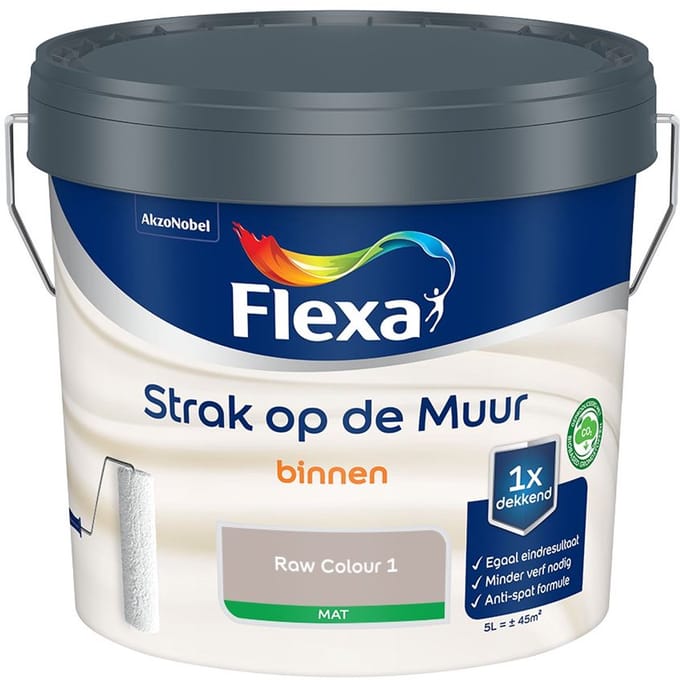 Flexa - Strak Op De Muur Binnen Mat - Raw Colour 1 - Mengverf - 5 L
