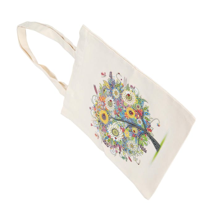 Sac de Peinture Diamant DIY Exquis Strass Peinture Sac de Courses Kit d'Outils CadeauBB002 white