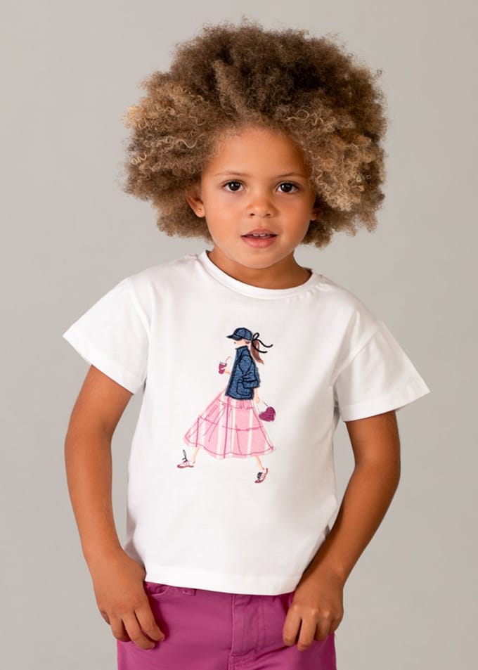 MAYORAL - Meisjes t-shirt - Maat 92 - Meisjes - wit -