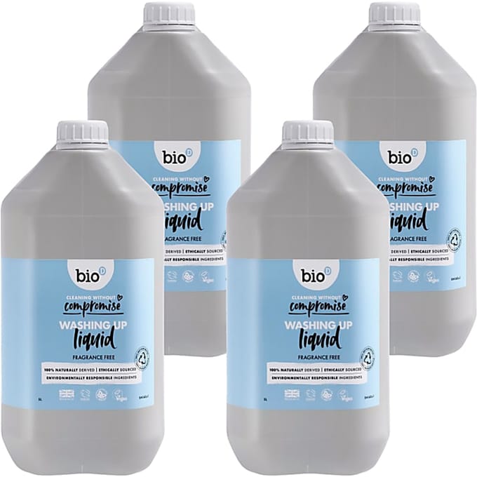 Bio-D Vloeibaar Afwasmiddel Parfumvrij 4x 5L