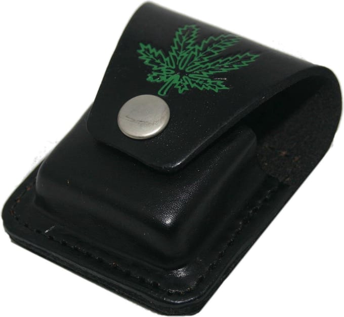 Zippotasje zwart met wietblad afbeelding