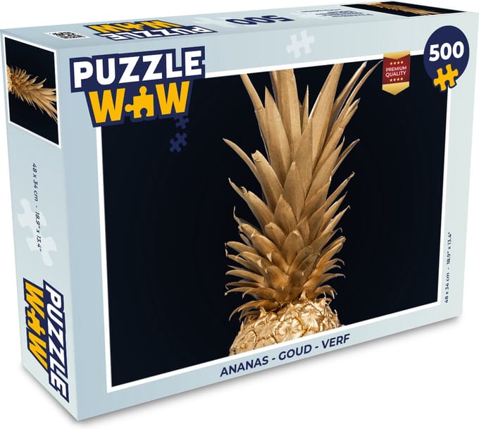 Puzzel Ananas - Goud - Verf - Zwart - Fruit - Luxe - Legpuzzel - Puzzel 500 stukjes
