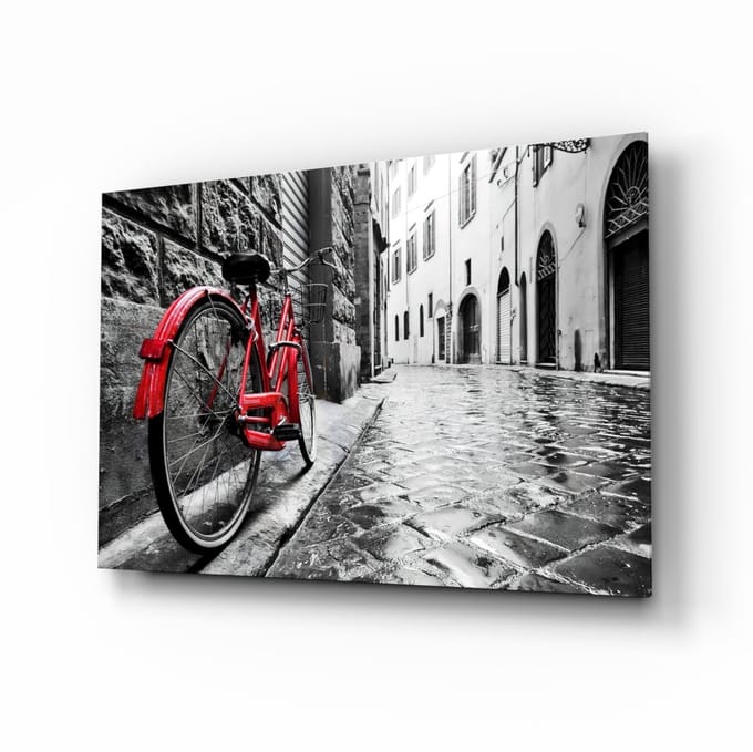 Glasschilderij – Straat en Fiets