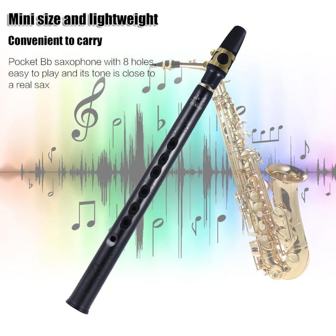 MinHiXing Saxophone Pocket Sib Sax ABS avec Becs Alto 10 Anches Étui de Transport Instrument à Vent noir