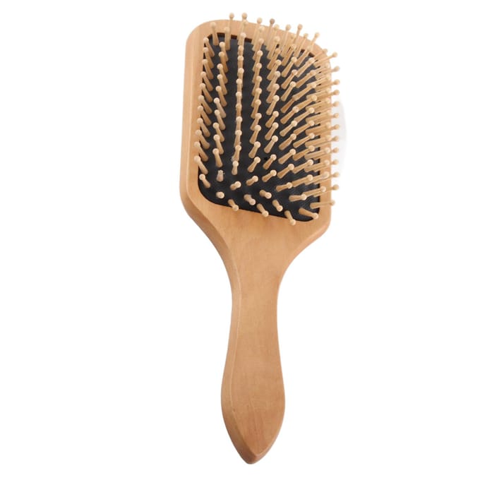 Haarborstel Professioneel Dik Krullend Haar Paddle Ontwarborstel met Houten Handvat beige