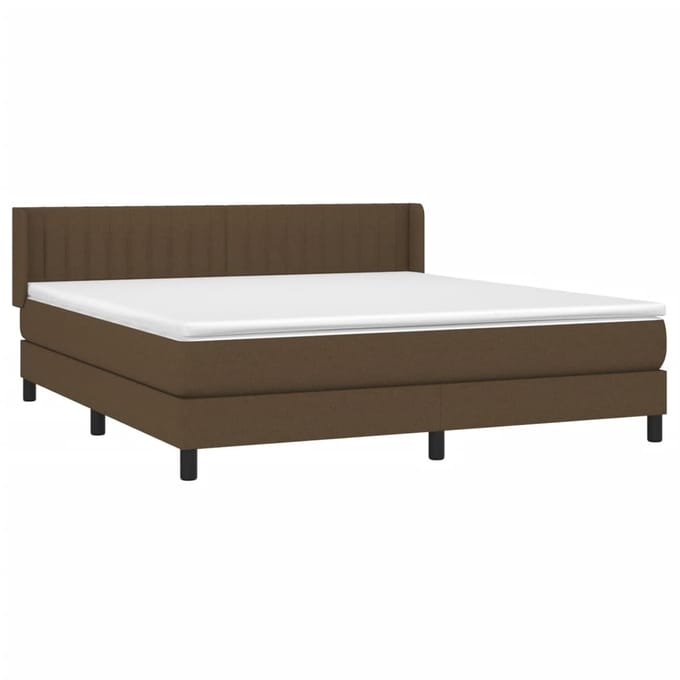 vidaXL - Boxspring - met - matras - stof - donkerbruin - 160x200 - cm