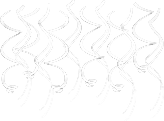 Swirl decorations | Slingers | Kleur: Wit | Lengte: 70cm | Inhoud: 12 stuks