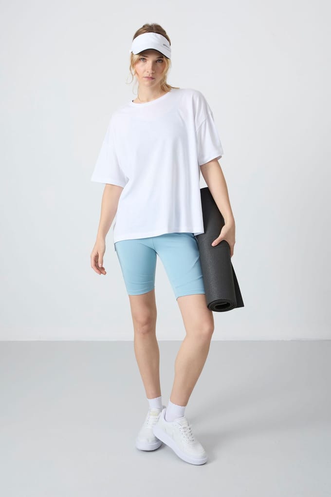 Oversized Katoen-Modal Crew Neck T-shirt