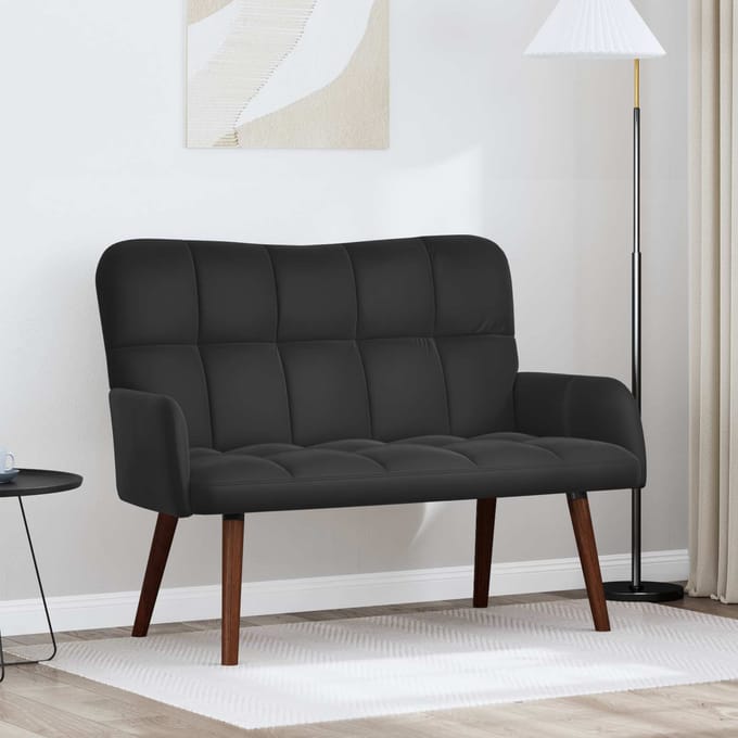 vidaXL - 2-Zits - Sofa - Zwart - 115 - x - 61 - x - 87 - cm - fluweel