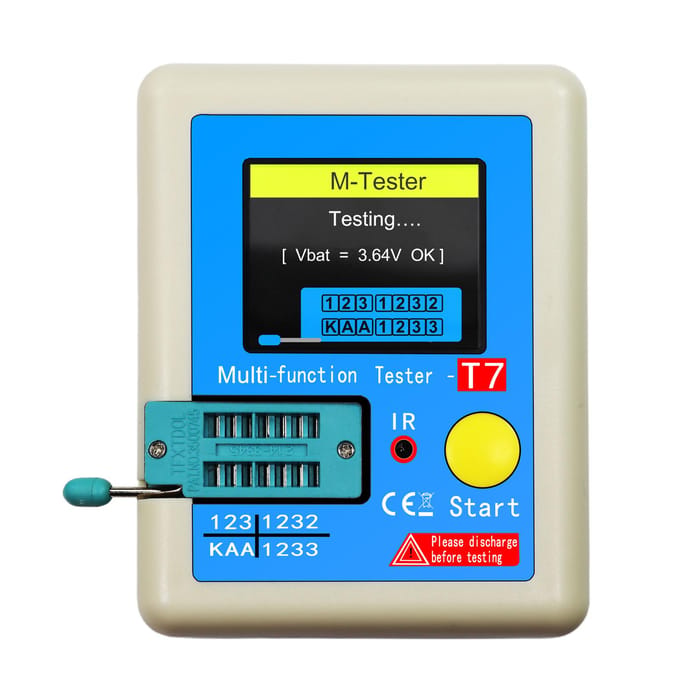 Transistormeter LCR-T7 Multifunctionele capaciteitsweerstandstester Transistor met kleurendisplay blauw
