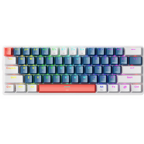 Machenike K500-B61 Wired Mechanical Backlit Gaming Keyboard Brown Switch - Blue & White - Blauw