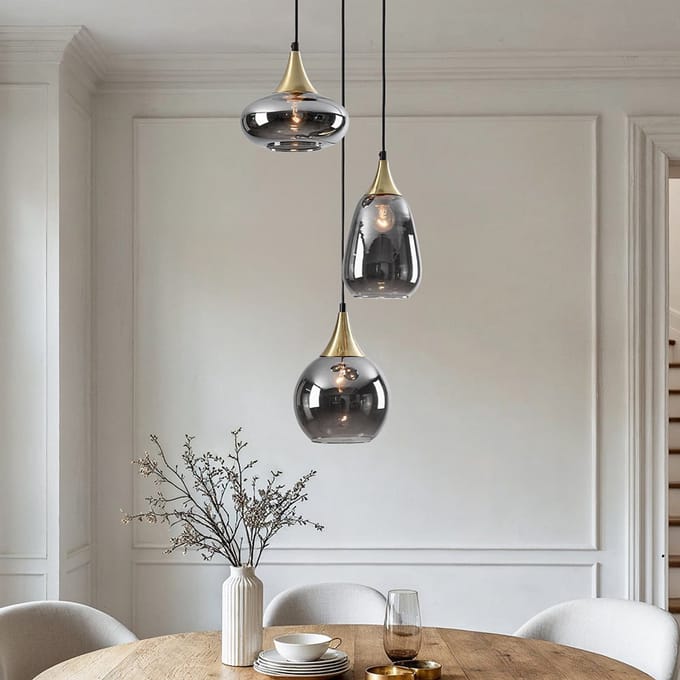 LumenXL - Hanglamp goud - smoke glas, 3-lichts - Loua