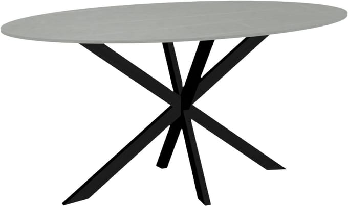 Eettafel ovaal 160cm Figo marmerlook grijs ovale tafel steen