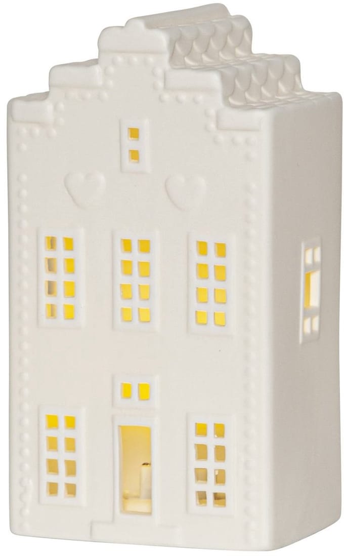 Star Trading Verlichte vuurtoren 'Vinter', keramiek, kerstlampje met batterijen + timer, warm wit, H 16 cm