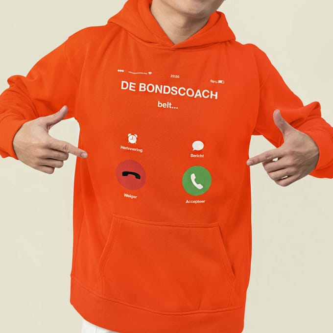 Oranje WK-EK Hoodie De Bondscoach Belt M