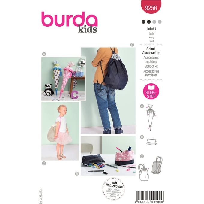Burda Kinderpatroon schooltas, etui en gymtas nr. 9256