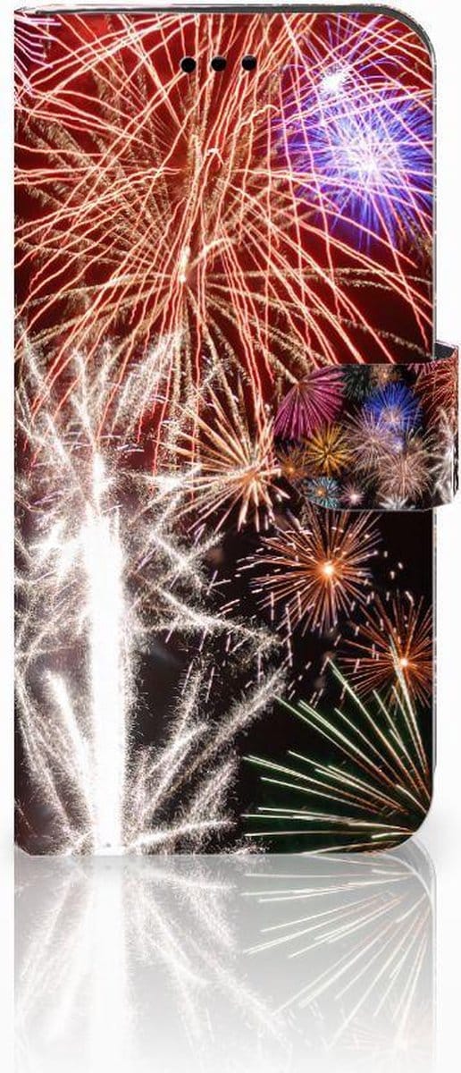 Huawei P10 Lite Wallet Case met Pasjes Vuurwerk