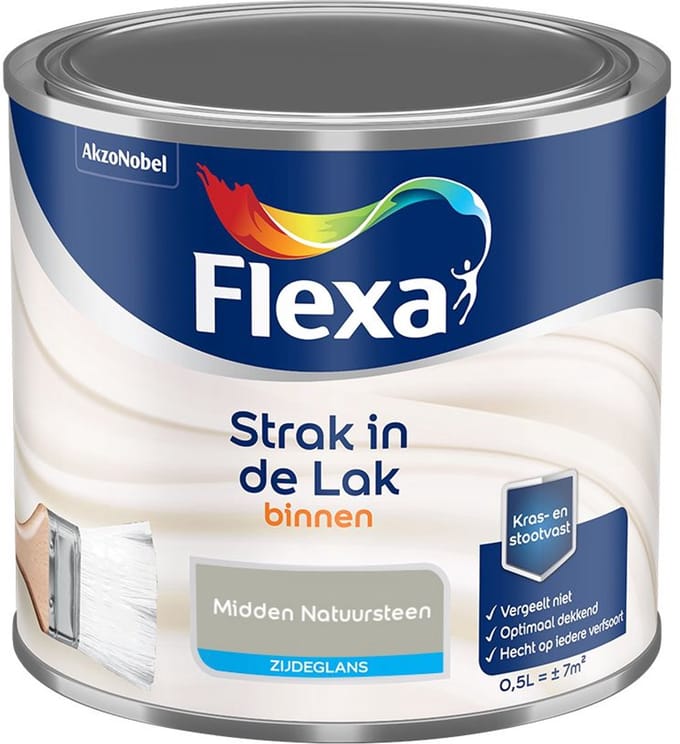 Flexa - Strak In De Lak Binnenlak Zijdeglans - Midden Natuursteen - Mengverf - 500 Ml