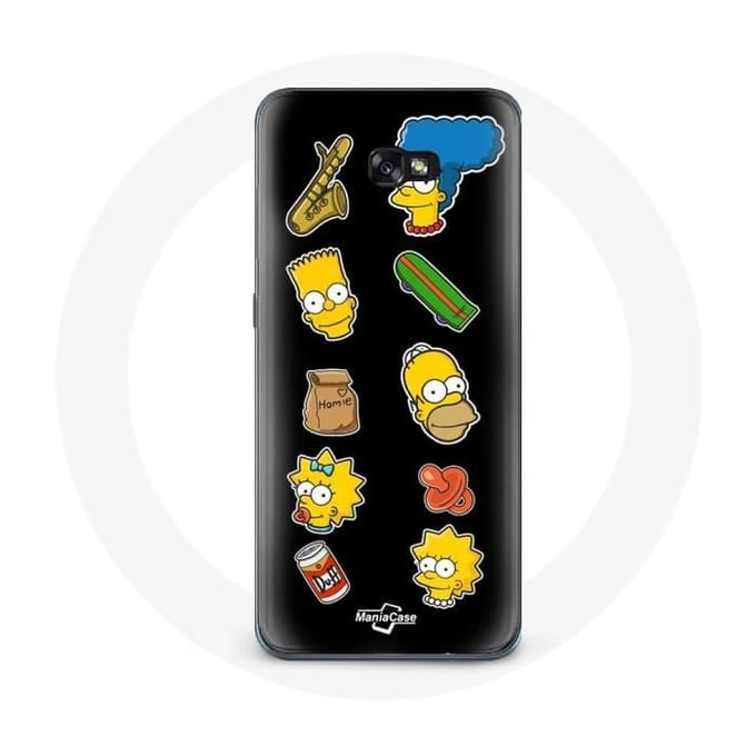 Coque - Les Simpson - Samsung Galaxy A3 2017 - Noir - Souple - Autocollants noir