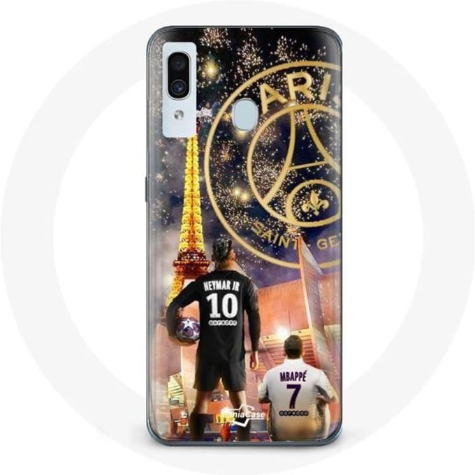 Coque pour Samsung Galaxy A20e PSG Neymar et Mbappé Joyeux noël