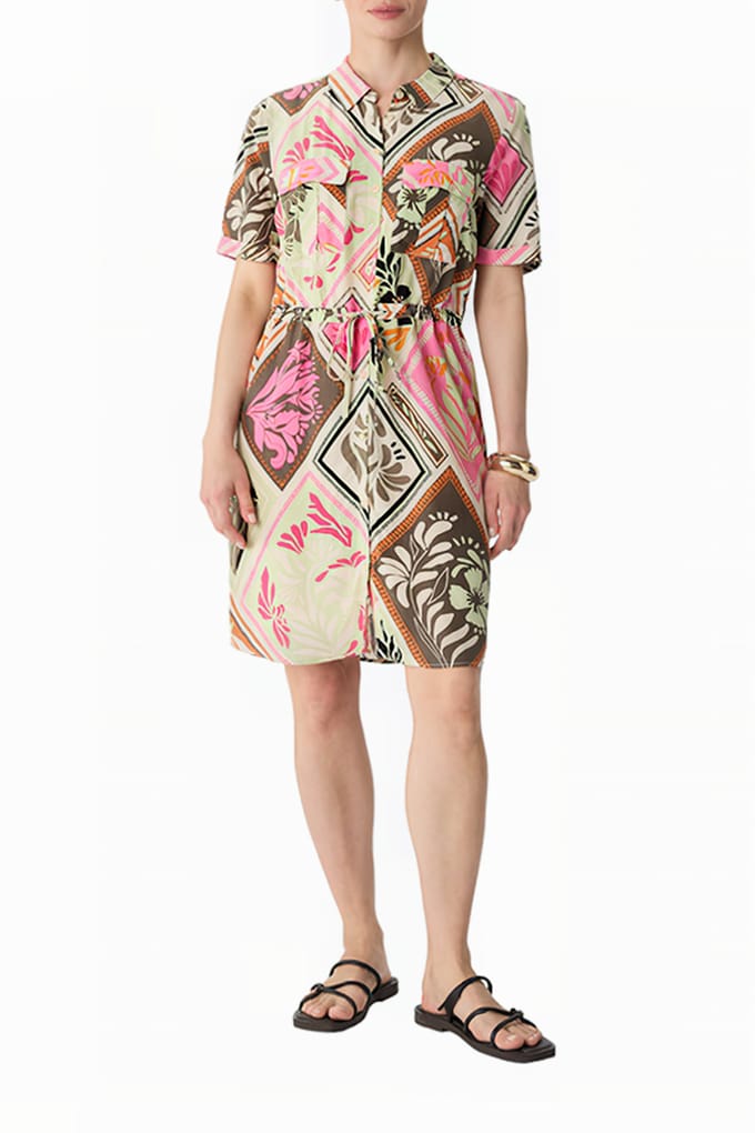 Gedrukte crêpe blouse jurk met koord voor dames COMMA