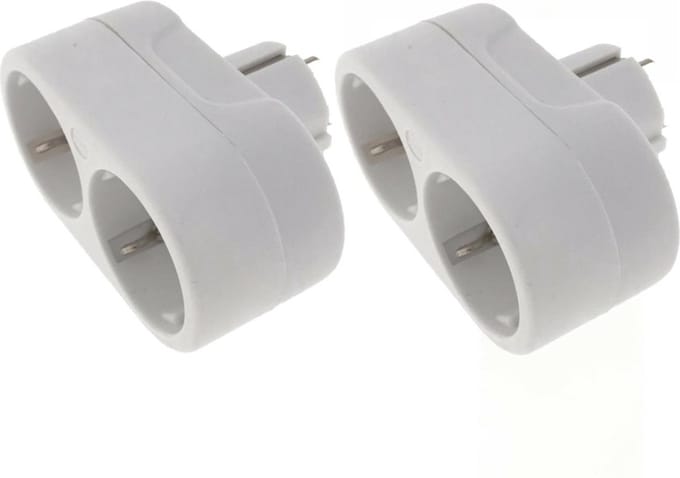 Benson Stopcontact Splitter - 4x stuks - duo - wit - randaarde - stopcontactsplitters
