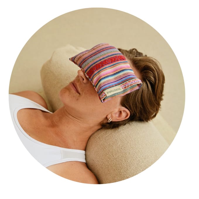 Eyepillow BOHO stripes bergkristal & lavendel
