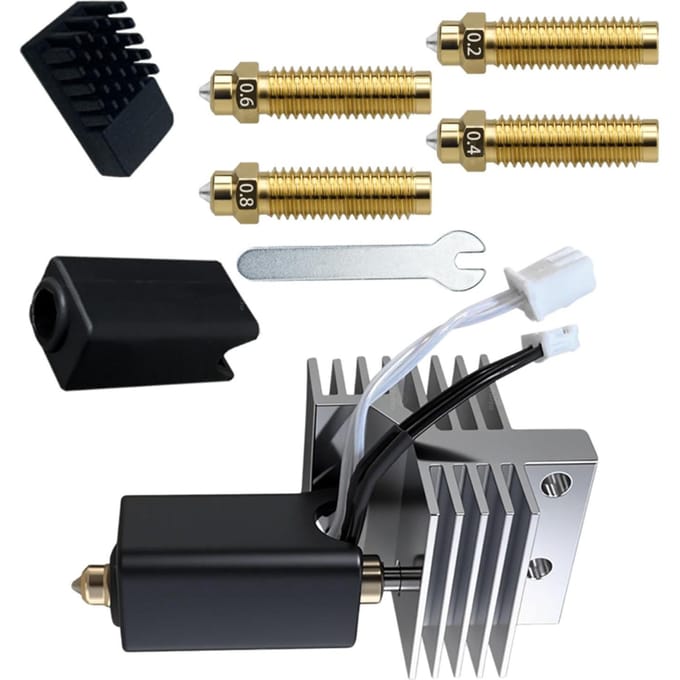 Kit Hotend 0,4 mm de remplacement pour Extrudeur Hot End d'imprimante 3D Carbon avec buses 0,2 mm 0,4 mm 0,6 mm 0,8 mm black