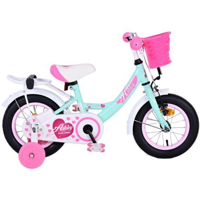 Volare Bicycles Ashley 12" muntgroene fiets met mandje en zijwielen Fietsen