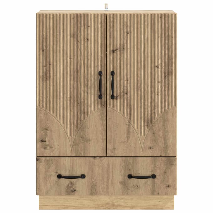 vidaXL - Dressoir - Artisanaal - eiken - 66 - x - 34,5 - x - 92 - cm - Bewerkt - hout