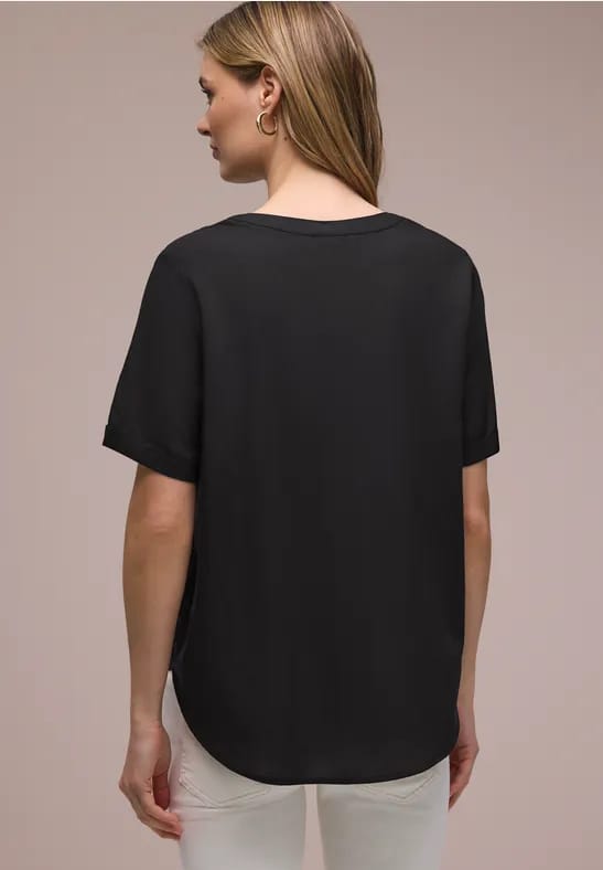 Blouse met gespleten hals en omslag
