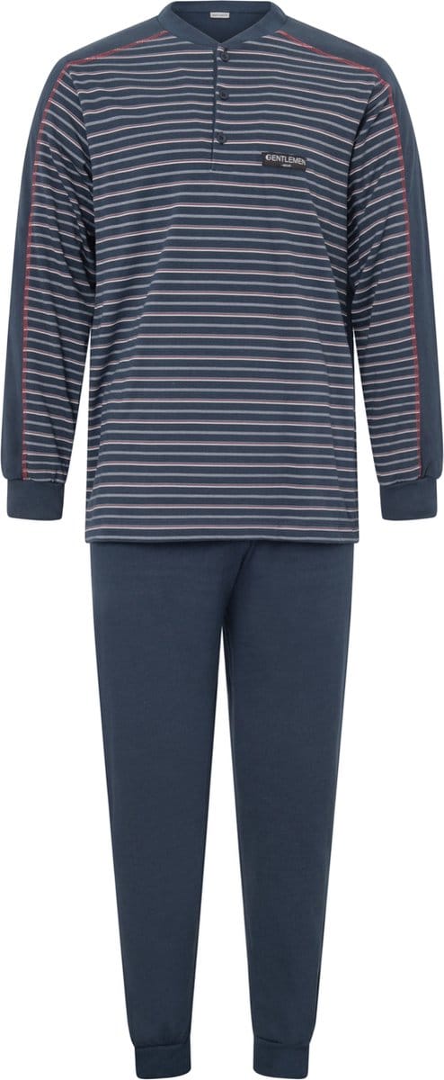 Gentlemen heren pyjama licht geruwd - maat L - Knoop - Streep marine