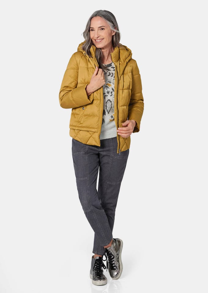 Gewatteerd jack met capuchon - honing - Gr. 44 van Goldner Fashion