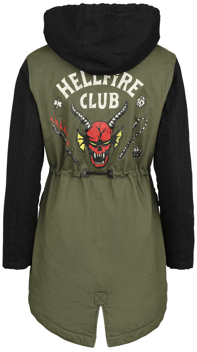 Stranger Things Parka - Hellfire Club - M - voor Vrouwen - groen-zwart